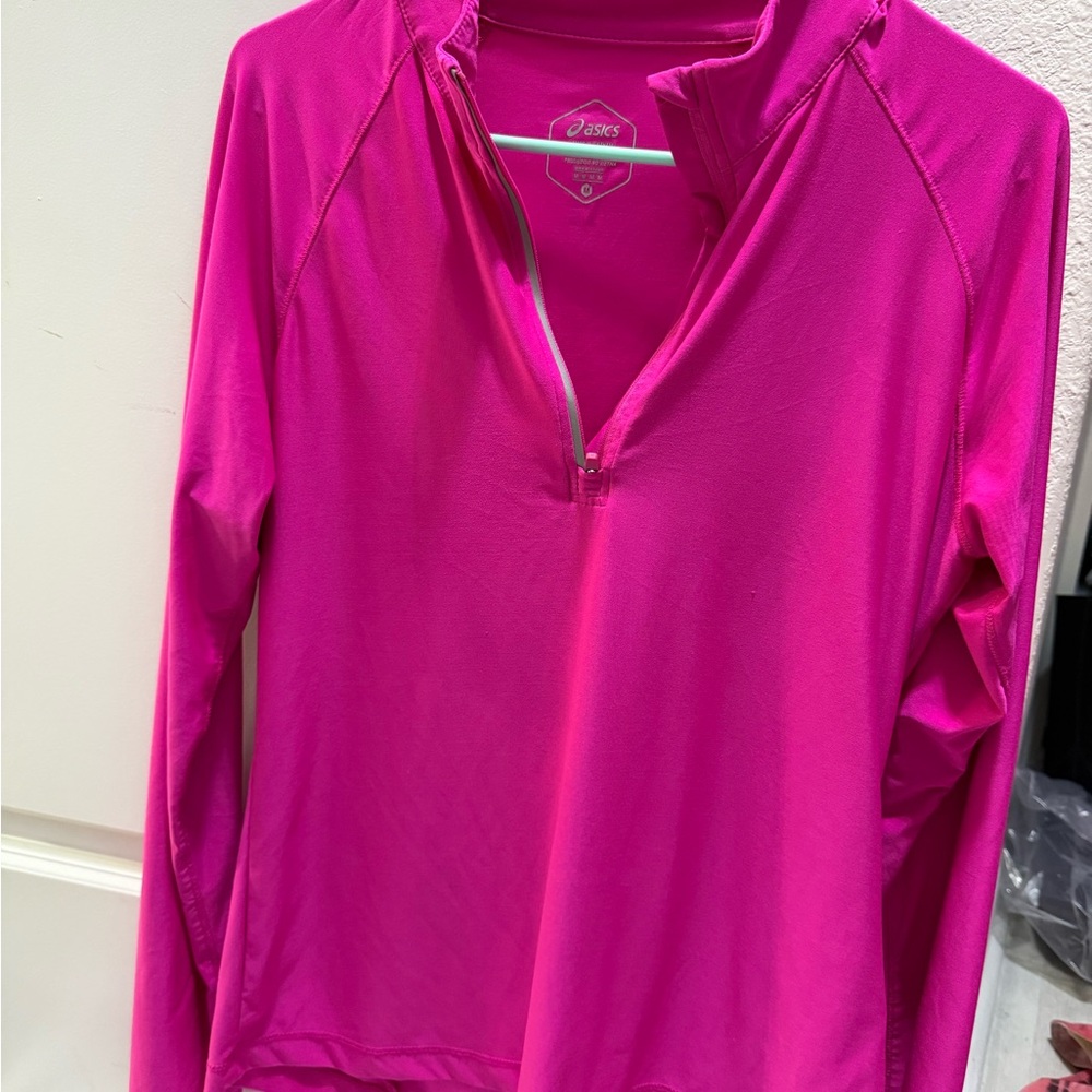 ASICS Pink Fuchsia Half-Zip Long Sleeve Top